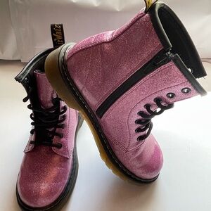Dr. Martens Pink Glitter Combat Boots NEW size 2 Youth